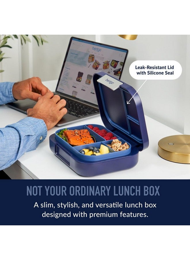 Bentgo بينتغو مودرن - صندوق غداء بنتو مقاوم للتسرب للبالغين والمراهقين وذوي الشهية الكبيرة؛ حاوية تحضير وجبات قابلة لإعادة الاستخدام خالية من BPA مع 3 أو 4 أقسام، آمنة في غسالة الصحون/الميكروويف؛ 44 أونصة (كحلي) - Image 2