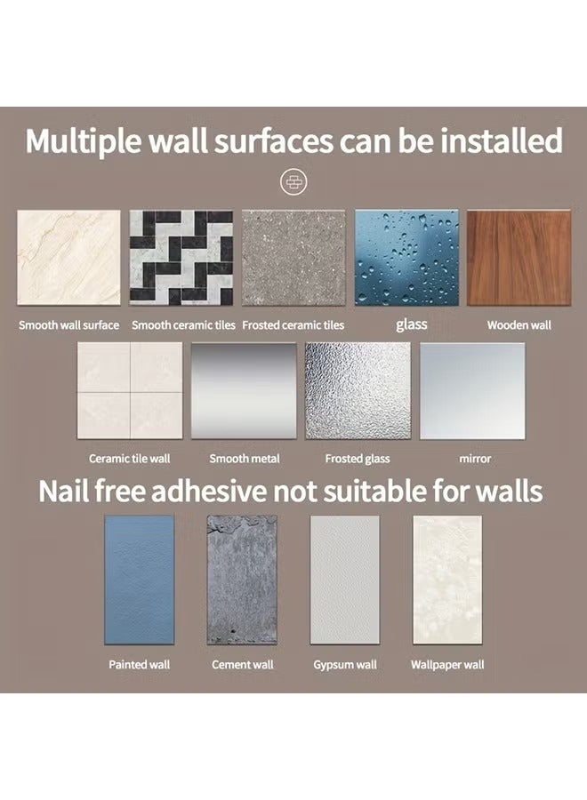 MIXDE 3-Tier Wall Mounted Bathroom Shelf with Hooks Adhesive Shower Organizer Bathroom Caddy Large Capacity Shower Rack for Bathroom Toilet Kitchen - Image 3