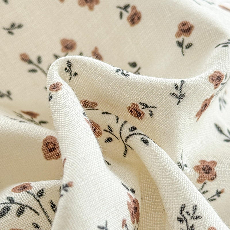MOTNTD Floral Duvet Cover Queen Size Boho Muslin Cotton Queen Comforter Cover Double Gauze Lightweight Chic Cute Duvet Cover Set with 2 Pillow Cases Soft Bedding Set for Girls Rustic Duvet Protector - Image 3