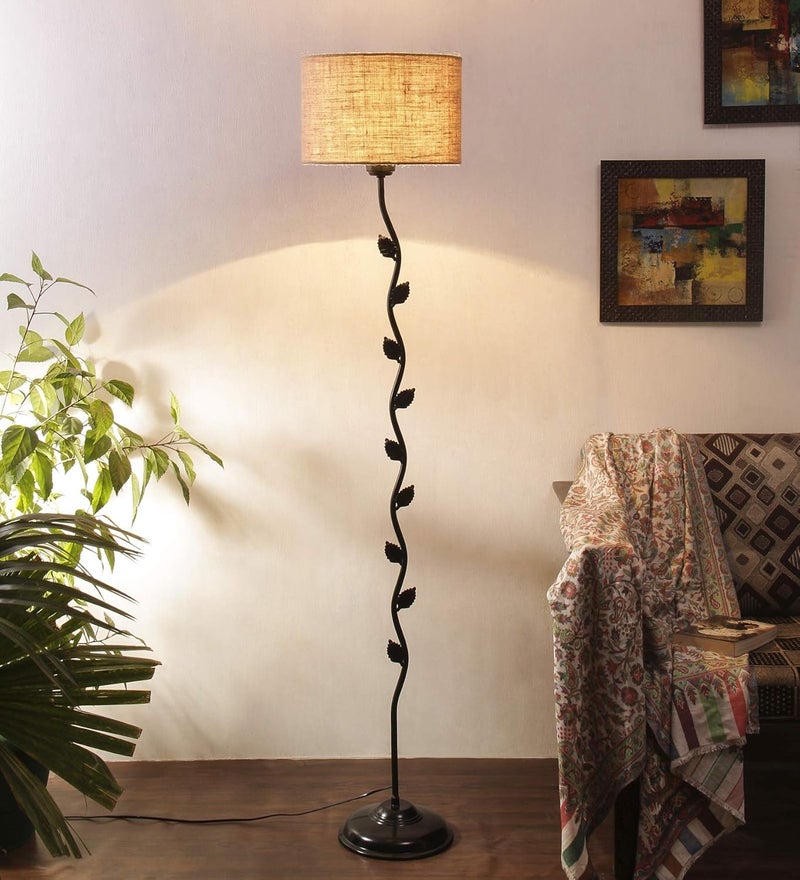AMDHOME Metal Floor Lamp with Base and Shade Beige Pack of 1 Floor Lamp Stand1 Base 1 Shade5 - Image 1