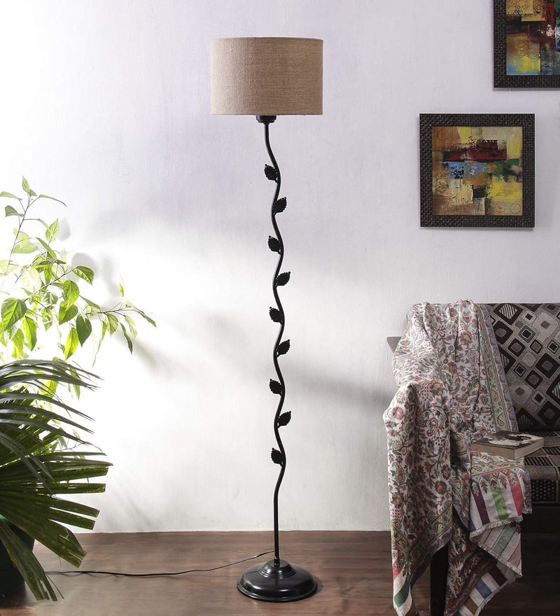 AMDHOME Metal Floor Lamp with Base and Shade Beige Pack of 1 Floor Lamp Stand1 Base 1 Shade5 - Image 2
