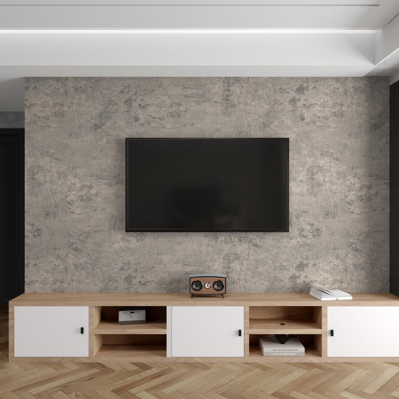 3yecao 31"Ã—157" Extra Wide Thick Light Brown Grey Concrete Wallpaper Peel and Stick 3D Gray Faux Concrete Cement Contact Paper Vinyl Wrap Stained Matte Texture Sticker for Bathroom Garage Living Room - Image 2