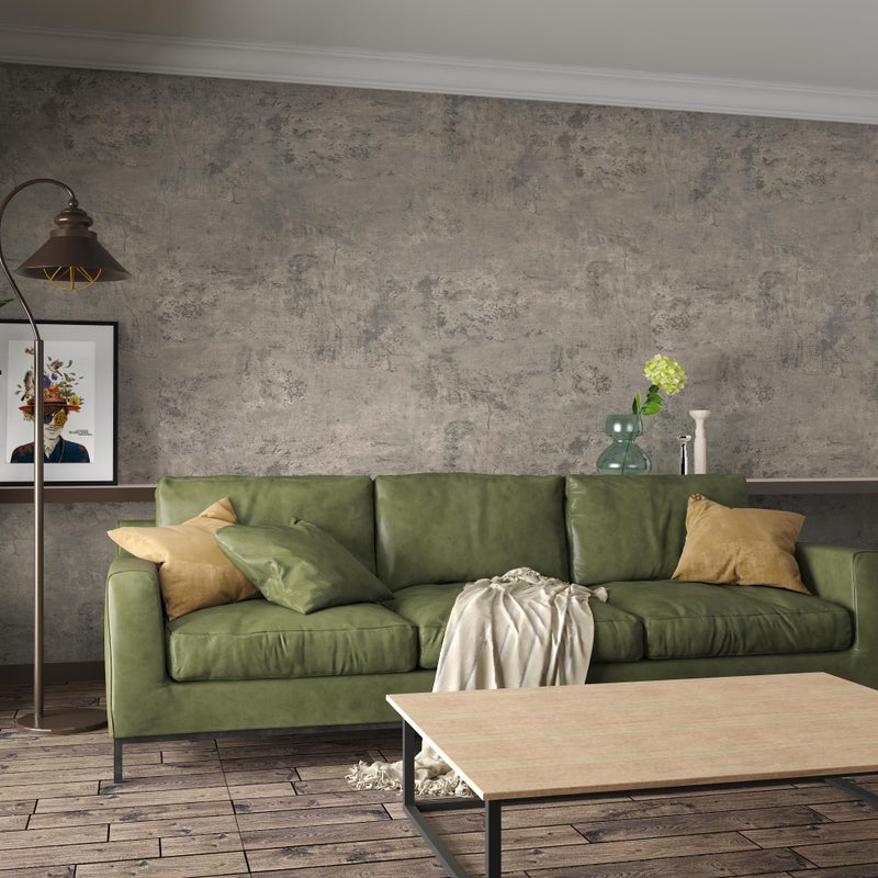 3yecao 31"Ã—157" Extra Wide Thick Light Brown Grey Concrete Wallpaper Peel and Stick 3D Gray Faux Concrete Cement Contact Paper Vinyl Wrap Stained Matte Texture Sticker for Bathroom Garage Living Room - Image 5