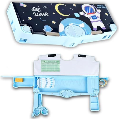 KAVANA Branded Multi-Functional Geometry Box for Kids 6-12 Years, Pencil Box for Kids, Space Pencil Box for Boys & Girls, Magnetic Pencil Box for Boys, Space Theme Gifts for Kids with Accessories - Image 1