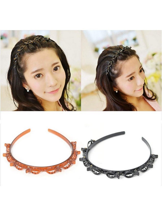 Suoirblss 2 Pcs French Braider Hair Tool Fashion Double Layer Headbands Hair Hoop Head Band Hair Band Beauty Tool Hair Accessory For Women Lady Girls  - Image 1