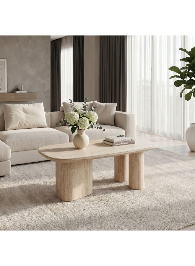 DANUBE HOME Nordic Coffee Table - Stylish Beige/White Living Room Furniture, Engineered Wood, Modern Design, Ideal for Small Spaces, Size: L120xW60xH45cm, Ideal Coffee Table - Image 3