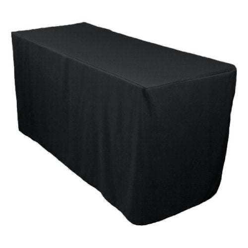 LTC LINENS LinenTablecloth 4 ft. Fitted Polyester Tablecloth Black - Image 1