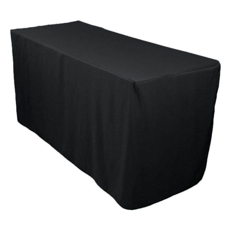 LTC LINENS LinenTablecloth 4 ft. Fitted Polyester Tablecloth Black - Image 4