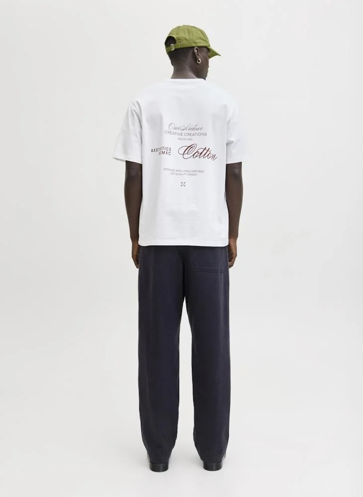 جاك اند جونز تي شيرت بياقة دائرية وقصة فضفاضة