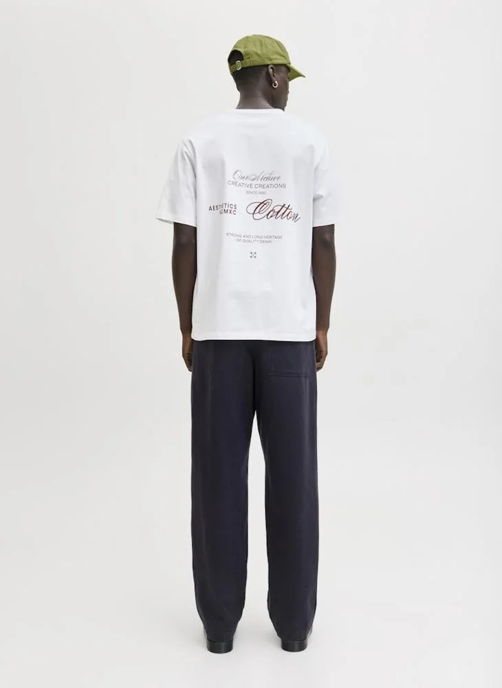 جاك اند جونز تي شيرت بياقة دائرية وقصة فضفاضة