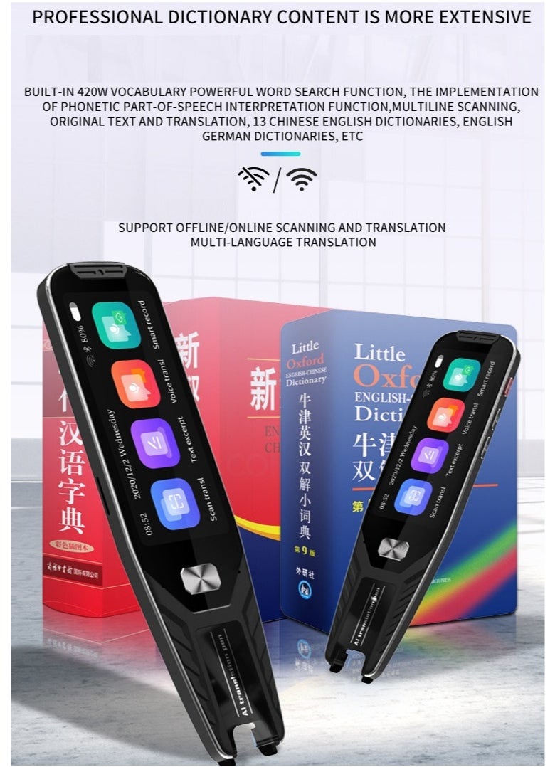 AI International Language Translator Pen And Electronic Dictionary, Real-time Voice Translation Into 138 Languages Including Arabic, Supports Offline Translation, Equipped With Scanning Function