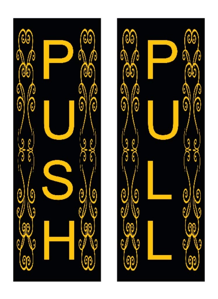 Good Print Zone Good Print Zone Push Pull Door Sticker Print On PVC Vinyl Englishwith Waterproof Size 2x6 Inch Pack of 5 Set  - Image 1