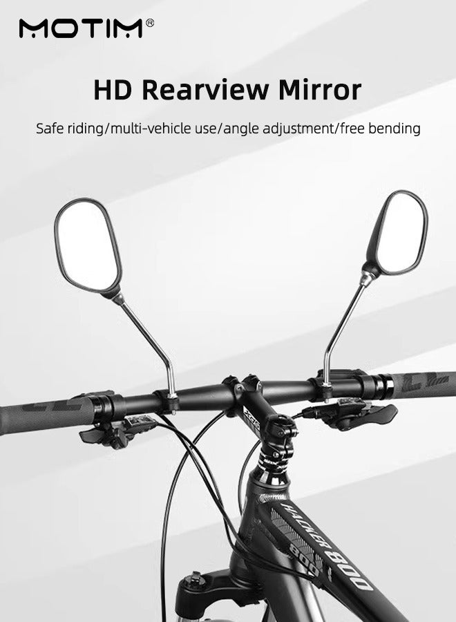 Motim Bike Mirror Handlebar Mount Bike Rear View Mirrors, Adjustable 360° Rotatable Safety Bicycle Accessories, HD Convex Reflector Bike Mirror for Mountain Road E-bike Dirt Bikes Handlebars  - Image 2