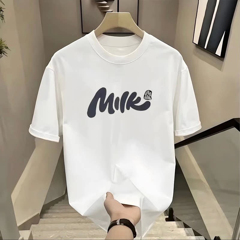 Summer new heavy cotton casual breathable short-sleeved t-shirt American trendy round-neck loose and versatile half-sleeved T-shirt - Image 3