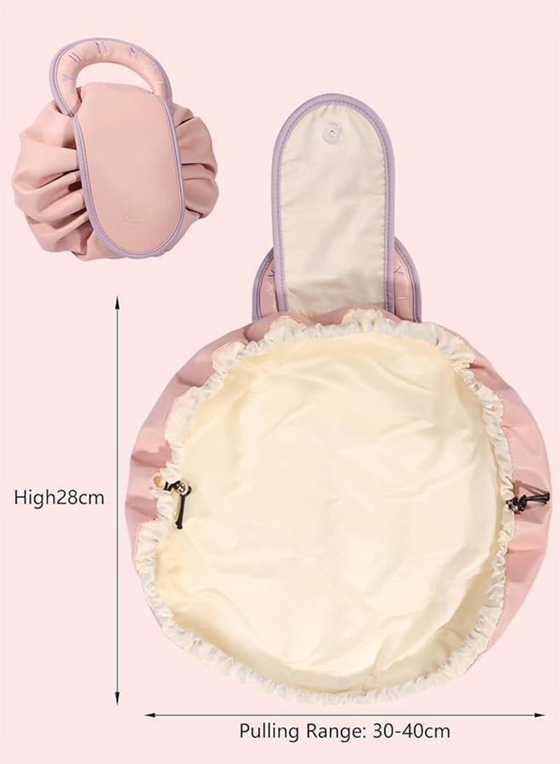GT-Wheel Makeup Bag Drawstring Flat Lay Large Cosmetic Bag Travel Makeup Organization Case Suitable For Travel Gift And Daily Use - Image 2