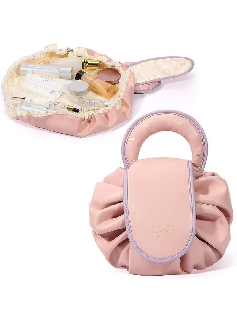 GT-Wheel Makeup Bag Drawstring Flat Lay Large Cosmetic Bag Travel Makeup Organization Case Suitable For Travel Gift And Daily Use - Image 1