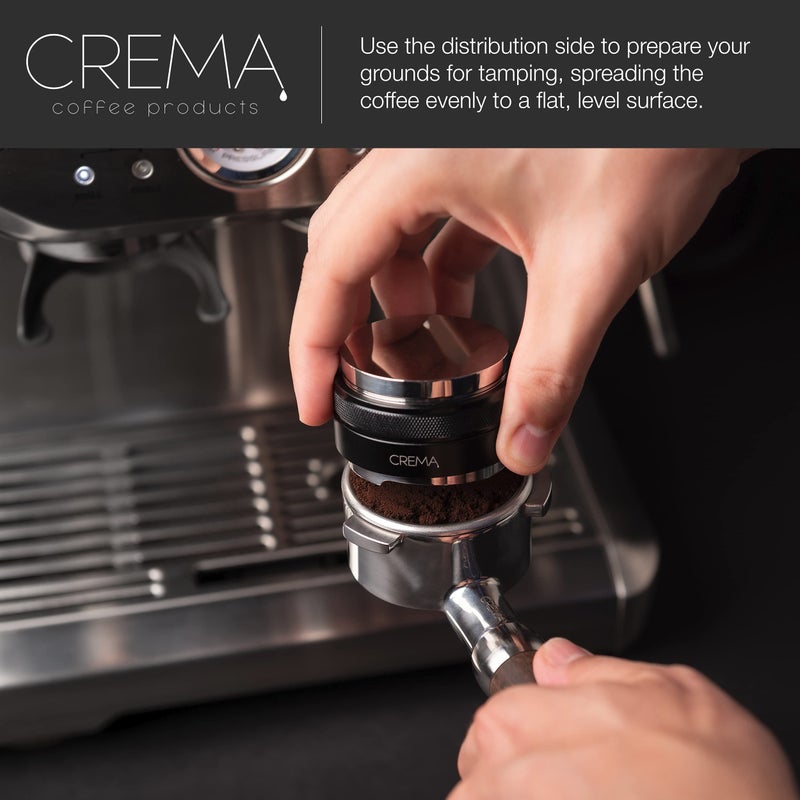 CREMA Coffee Products 54mm Hand Tamper & Coffee Distributor | Compatible with Breville Portafilters | Double-Sided, Adjustable Depth Tool | Made with Durable 304 Stainless Steel | Silver - Image 4
