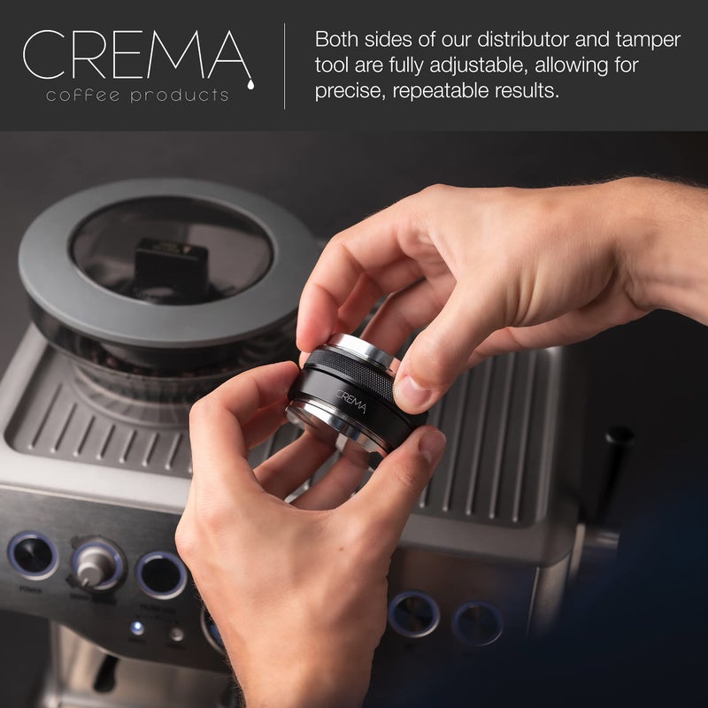 CREMA Coffee Products 54mm Hand Tamper & Coffee Distributor | Compatible with Breville Portafilters | Double-Sided, Adjustable Depth Tool | Made with Durable 304 Stainless Steel | Silver - Image 3