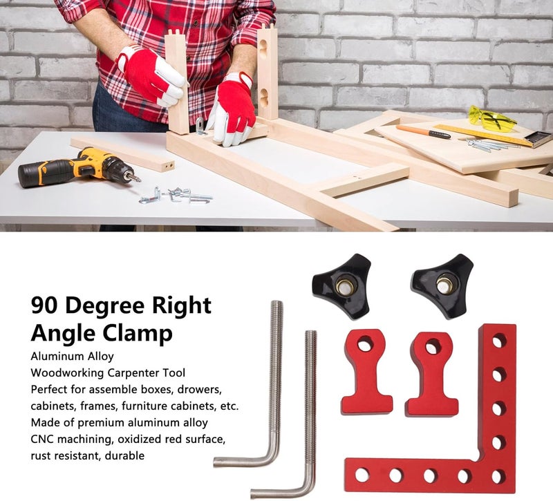 90 Degree Positioning Squares, Right Angle Clamps for Woodworking, Aluminum Alloy Corner Clamping Square Tool with Accurate Scales, Perfect for Picture Frames Boxes Cabinets Drawer (Type 1) - Image 5