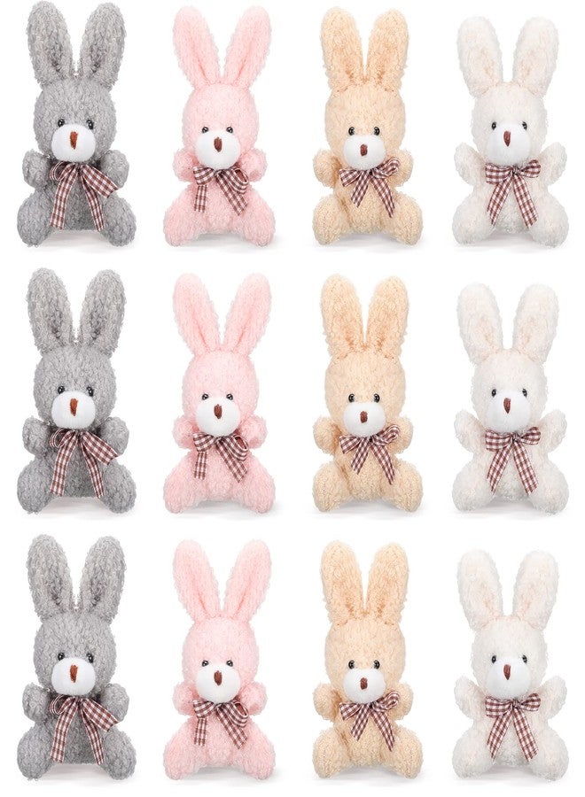 Zomiboo 12 Pcs Easter Mini Plush Bunny 3.2 Inch Cute Stuffed Animal Bulk Small Soft Rabbit Dolls Toys Gifts for DIY Keychain Birthday Baby Shower Wedding Party Favor Gifts Pink Apricot Gray White - Image 1