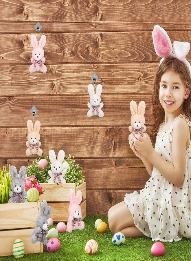 Zomiboo 12 Pcs Easter Mini Plush Bunny 3.2 Inch Cute Stuffed Animal Bulk Small Soft Rabbit Dolls Toys Gifts for DIY Keychain Birthday Baby Shower Wedding Party Favor Gifts Pink Apricot Gray White - Image 4