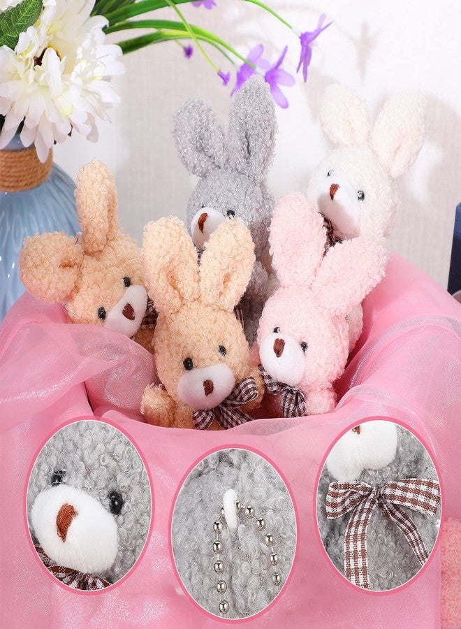 Zomiboo 12 Pcs Easter Mini Plush Bunny 3.2 Inch Cute Stuffed Animal Bulk Small Soft Rabbit Dolls Toys Gifts for DIY Keychain Birthday Baby Shower Wedding Party Favor Gifts Pink Apricot Gray White - Image 3