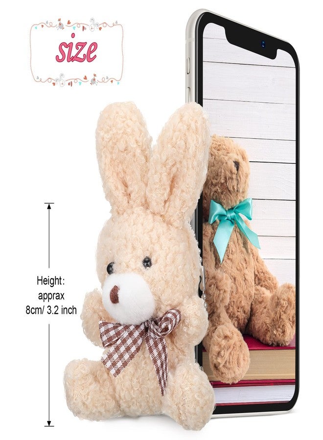 Zomiboo 12 Pcs Easter Mini Plush Bunny 3.2 Inch Cute Stuffed Animal Bulk Small Soft Rabbit Dolls Toys Gifts for DIY Keychain Birthday Baby Shower Wedding Party Favor Gifts Pink Apricot Gray White - Image 2