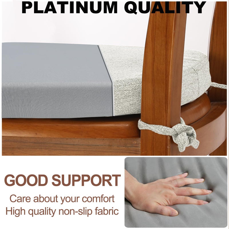 SINOSSO 1 Pack Memory Foam Chair Cushions for Dining Chair, Friendly Woven Fabric 16" U-Shape Comfortable Kitchen Chair Pad, Removable Slip Resistant Seat Cushion (1 Piece, Beige-Gray) - Image 3