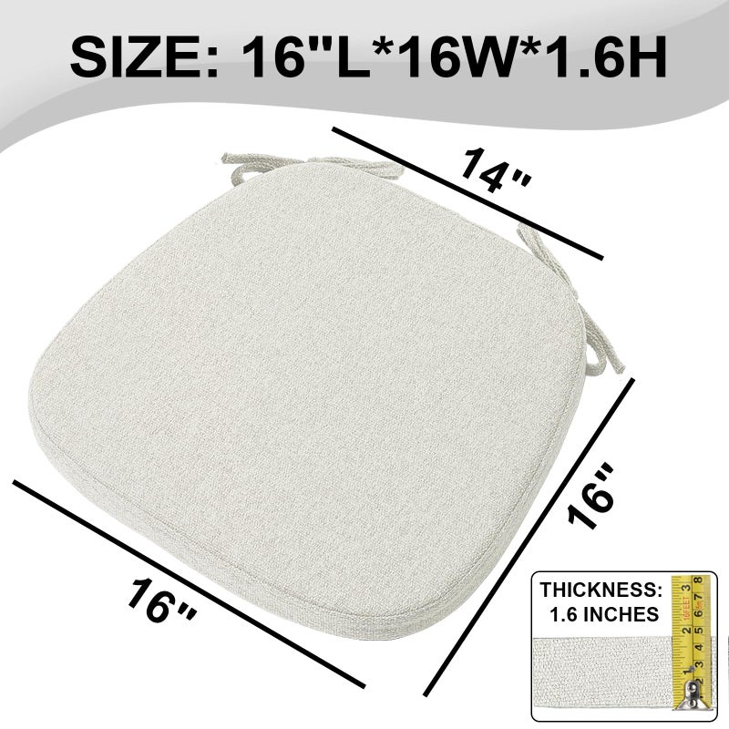 SINOSSO 1 Pack Memory Foam Chair Cushions for Dining Chair, Friendly Woven Fabric 16" U-Shape Comfortable Kitchen Chair Pad, Removable Slip Resistant Seat Cushion (1 Piece, Beige-Gray) - Image 4