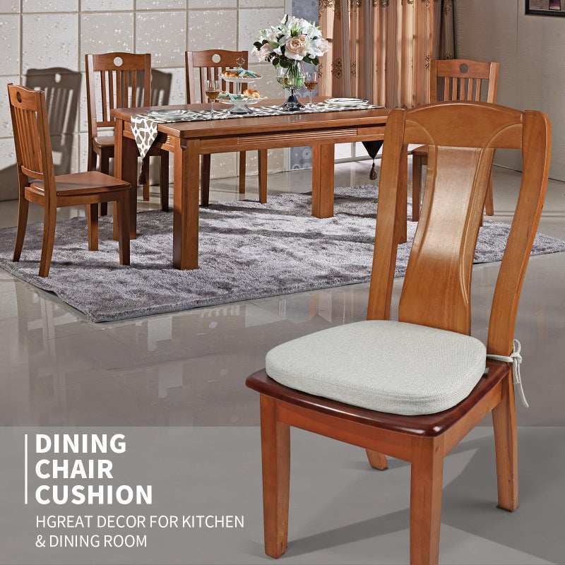 SINOSSO 1 Pack Memory Foam Chair Cushions for Dining Chair, Friendly Woven Fabric 16" U-Shape Comfortable Kitchen Chair Pad, Removable Slip Resistant Seat Cushion (1 Piece, Beige-Gray) - Image 2