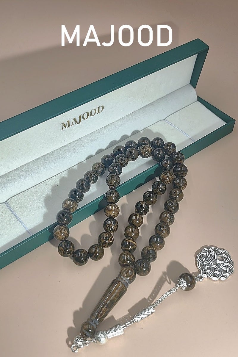 موجود 45 مسبحة صلاة من الراتنج الكهرماني/تسبيح/10 مم/للرجال والنساء - Image 1