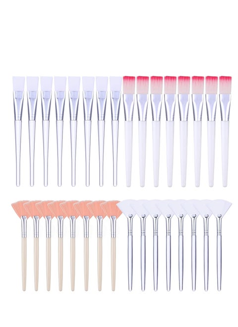 32 Pcs Face Mask Fan Brush Applicator Set Soft Fan Brush Flat Head Facial Brush Esthetician Mask Brush Cosmetic Makeup Tools for Eyelash Extension Peel Mud Clay Mask Cream (Pink)