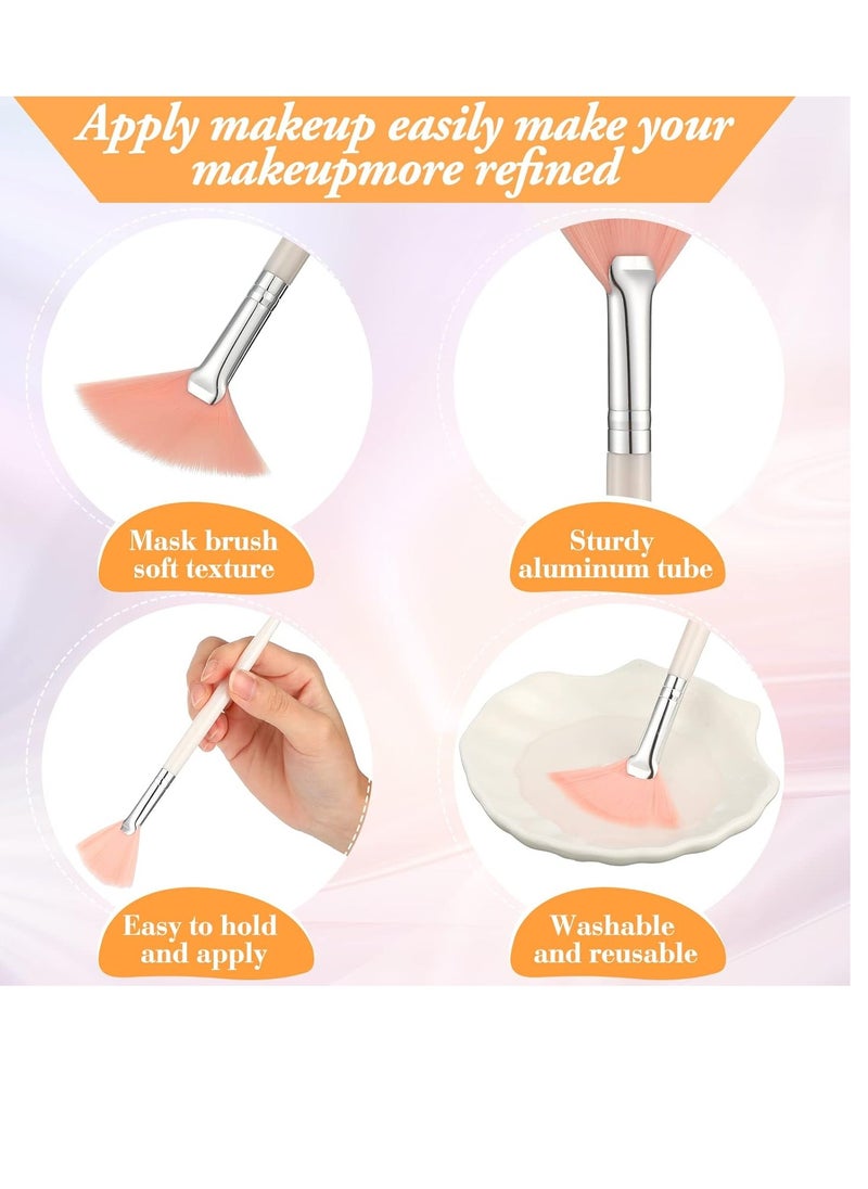 Honeydak - 32 Pcs Face Mask Fan Brush Applicator Set Soft Fan Brush Flat Head Facial Brush Esthetician Mask Brush Cosmetic Makeup Tools for Eyelash Extension Peel Mud Clay Mask Cream (Pink) - Image 1