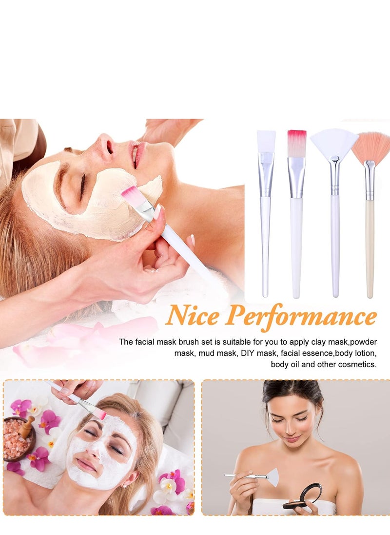 Honeydak - 32 Pcs Face Mask Fan Brush Applicator Set Soft Fan Brush Flat Head Facial Brush Esthetician Mask Brush Cosmetic Makeup Tools for Eyelash Extension Peel Mud Clay Mask Cream (Pink) - Image 1