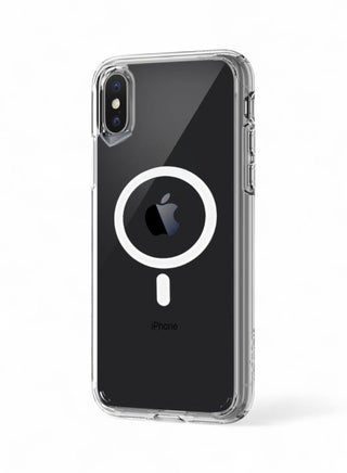 جراب موبايل ايفون اكس / اكس اس (iPhone X/XS) مضاد للصدمات, غطاء حماية مغناطيسي مضاد للخدش يدعم الشحن اللاسلكي ماج سيف MageSafe, مصنوع من البولي يورثين الحراري عالي الجودة - شفاف - view 2