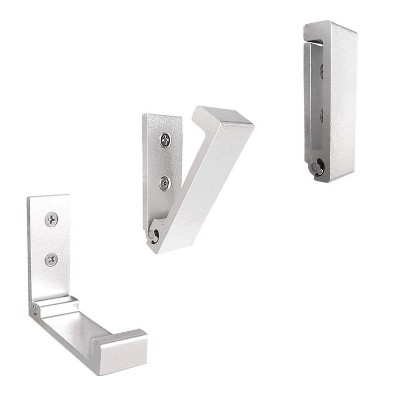 ZEYU Folding Coat Hooks, 5Pcs Wall Hooks for Hanging Coat Towel Hooks Hardware Heavy Duty Aluminum Alloy Headphone Holder Hooks No Rust Wall Mounted with Screws for Hat, Bags, Fitness Equipment (Silvery) - Image 3