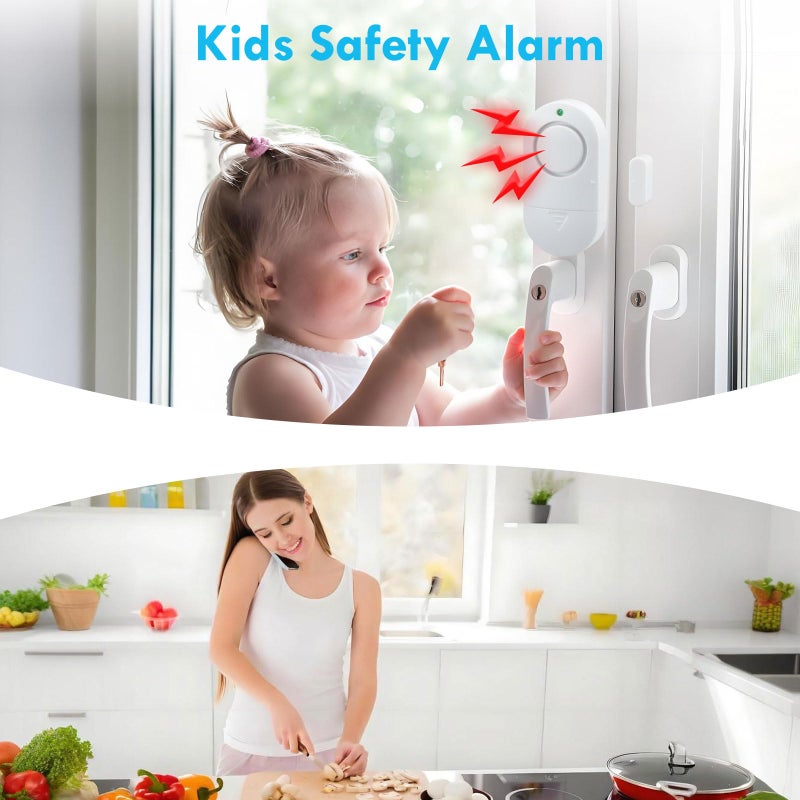 Toeeson Door Window Alarm, Toeeson 120 DB Window Chime Alarms for Home, Door Alarms for Kids Safety, 3 Pack White - Image 5