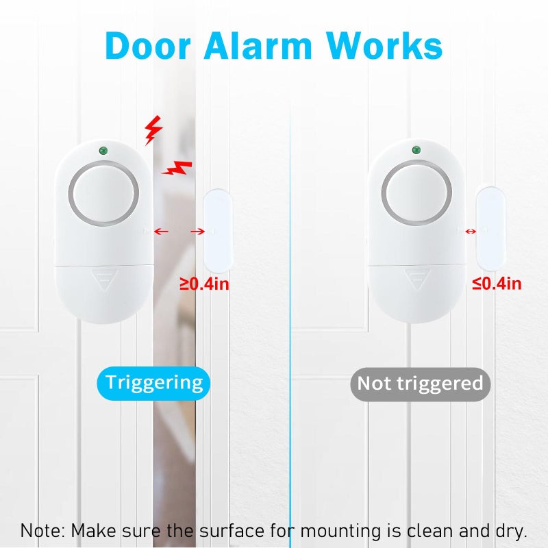 Toeeson Door Window Alarm, Toeeson 120 DB Window Chime Alarms for Home, Door Alarms for Kids Safety, 3 Pack White - Image 3