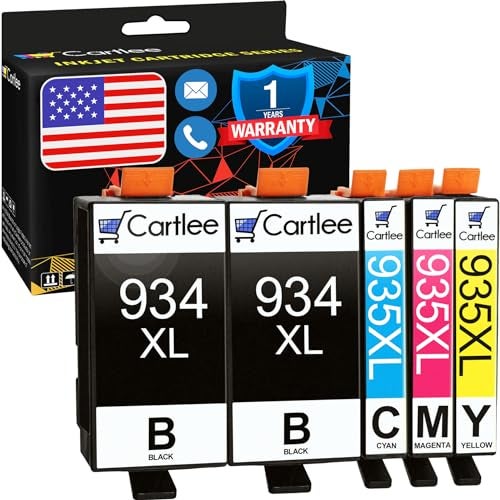 Cartlee 5 Pack Compatible Ink Cartridges Replacement for HP 934 and 935 934XL 935XL for OfficeJet Pro 6830 6230 6835 6800 6812 6820 6825 6822 Inkjet Printer Cartridge Combo 2 Black 1 Each Color - Image 1