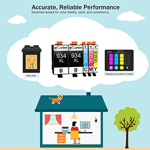 Cartlee 5 Pack Compatible Ink Cartridges Replacement for HP 934 and 935 934XL 935XL for OfficeJet Pro 6830 6230 6835 6800 6812 6820 6825 6822 Inkjet Printer Cartridge Combo 2 Black 1 Each Color - Image 4
