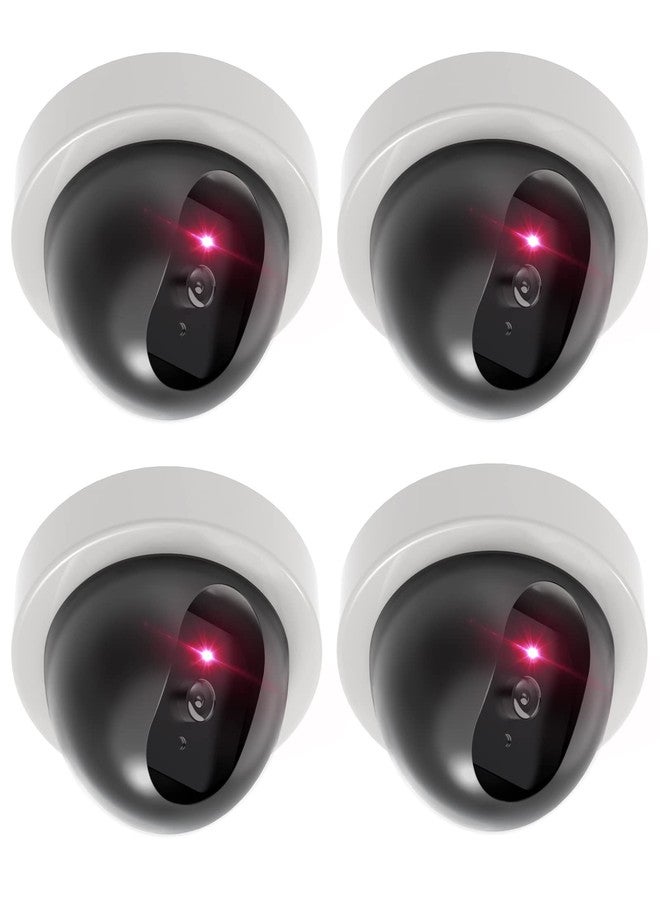 WALI Dummy Fake Security CCTV Dome Camera with Flashing Red LED Light with Security Alert Sticker Decals (SDW-4), 4 Packs, White - Image 1