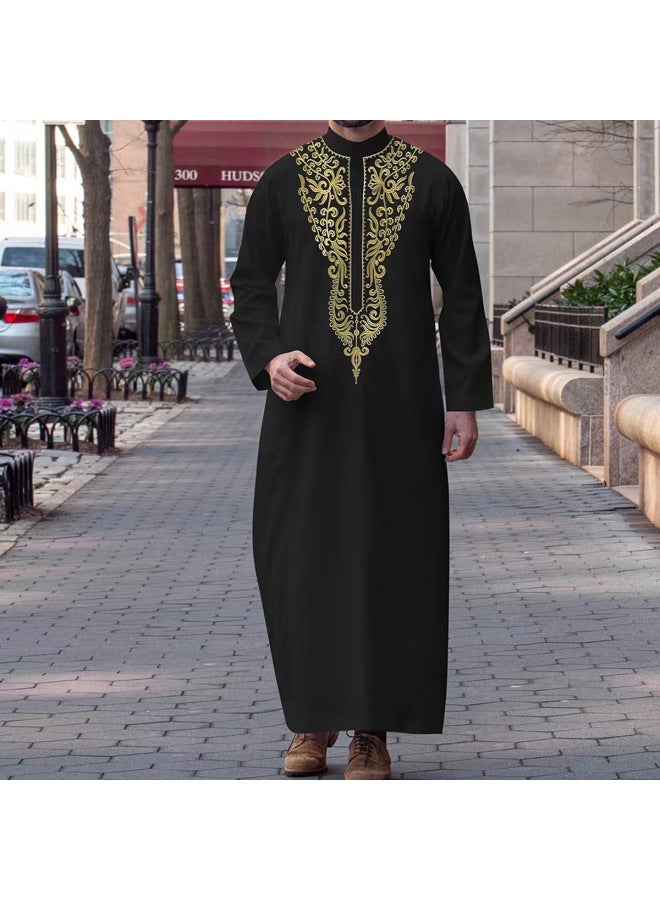 عباية - ثوب عربي رجالي - زهرة سوداء كبيرة، مقاس XXL - ملابس تقليدية، ملابس إسلامية، عباءة دبي، قفطان، جبة - Image 1