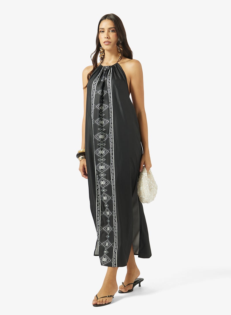 Soleira Halter Neck Tie Up Beach Dress - Image 4