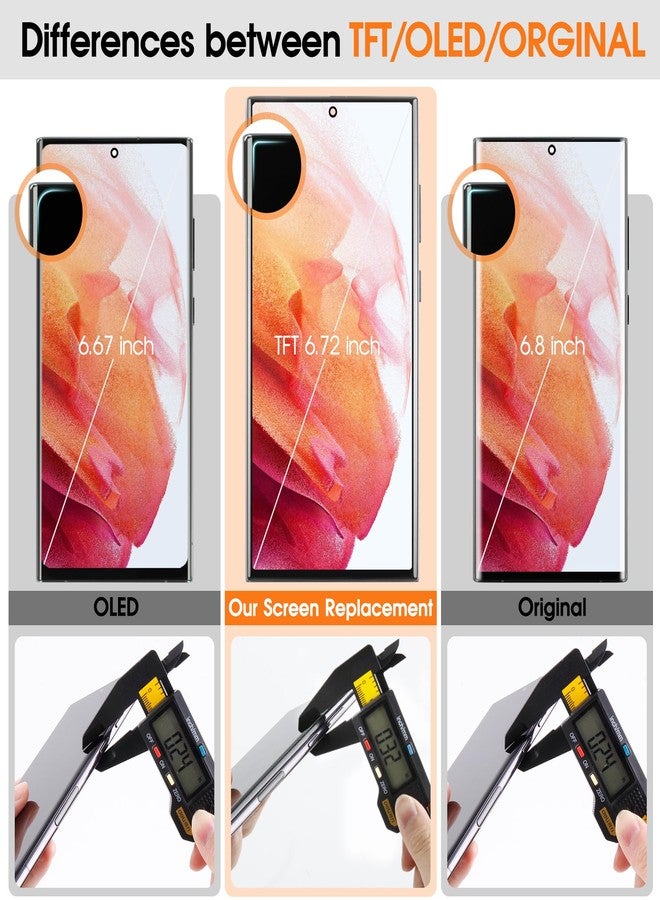 ARSSLY شاشة بديلة لهاتف سامسونج جالاكسي S22 ألترا 5G شاشة LCD محول رقمي SM-S908B SM-S908U قطع غيار لإصلاح شاشة اللمس (أسود مع إطار، مقاوم لبصمات الأصابع) - Image 5