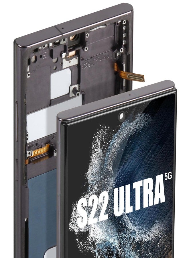 ARSSLY شاشة بديلة لهاتف سامسونج جالاكسي S22 ألترا 5G شاشة LCD محول رقمي SM-S908B SM-S908U قطع غيار لإصلاح شاشة اللمس (أسود مع إطار، مقاوم لبصمات الأصابع) - Image 1