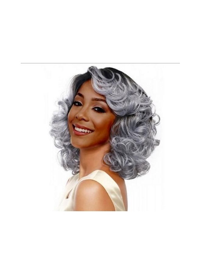 NIBEMINENT Short Curly Hair Extensions Grey/Black - Image 2