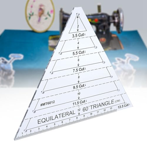 Hilitand 60 Degree Equilateral Triangle Quilting Ruler, Transparent, 5*30cm/1.97*11.81in, Plastic, Single Piece Construction - Image 1