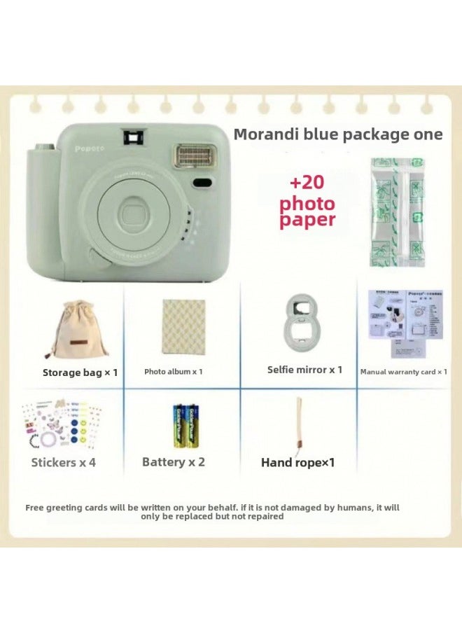 Generic Camera Po Disposable Imaging Photographic Paper Students Cheap Camera Portable Retro School Use-Body Color:Morandi Blue-package 1  - Image 1