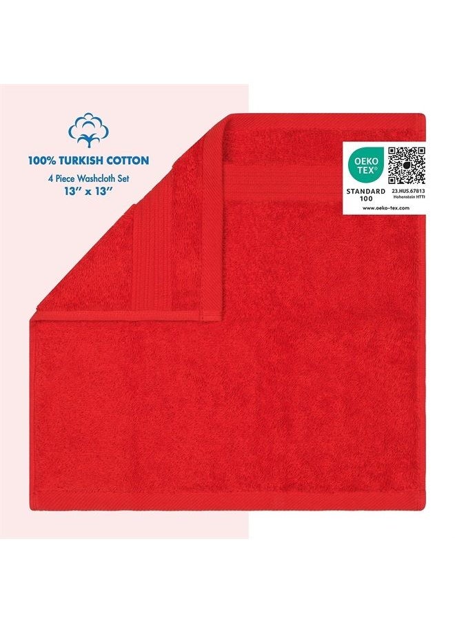 Cotton Paradise Washcloths for Bathroom, 13 x 13 Inch 100% Turkish Cotton Towels Soft Absorbent Luxury Washcloths, Small Hand Face Towels, Red Washcloths  - Image 1