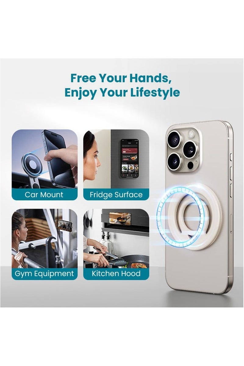 شو وو حامل هاتف مغناطيسي متوافق مع MagSafe، حلقة مغناطيسية لاصقة بحلقة سيليكون (لغير MagSafe) - تصميم آمن ومريح - Image 5